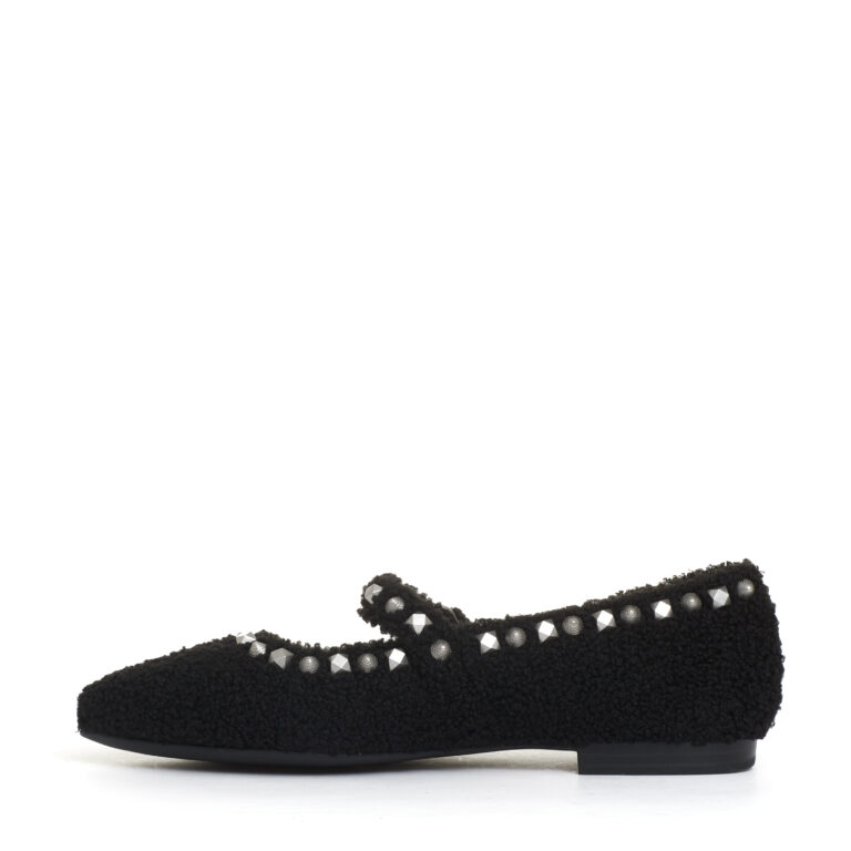 Sorelle Perego ballerina ecofur nero con cinturino e borchie I Più Venduti