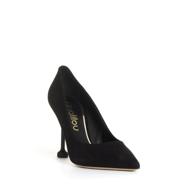 Sorelle Perego pump camoscio nero tacco metallo 100 mm Italy