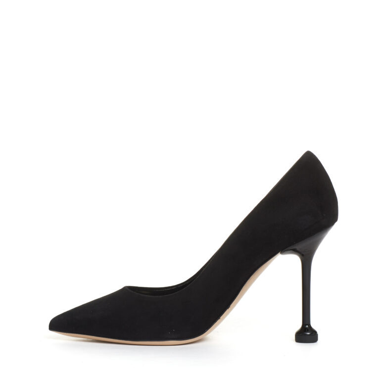 Sorelle Perego pump camoscio nero tacco metallo 100 mm Italy