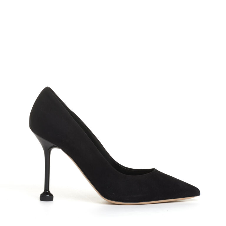 Sorelle Perego pump camoscio nero tacco metallo 100 mm Italy