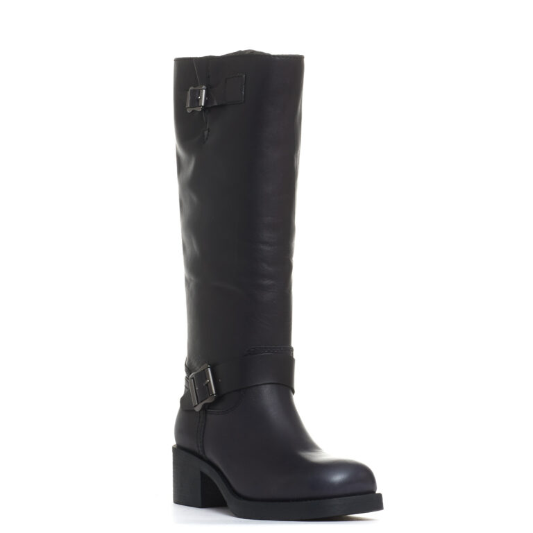 Sorelle Perego stivale biker tacco 40 mm fibbie nero Spedizione Gratuita