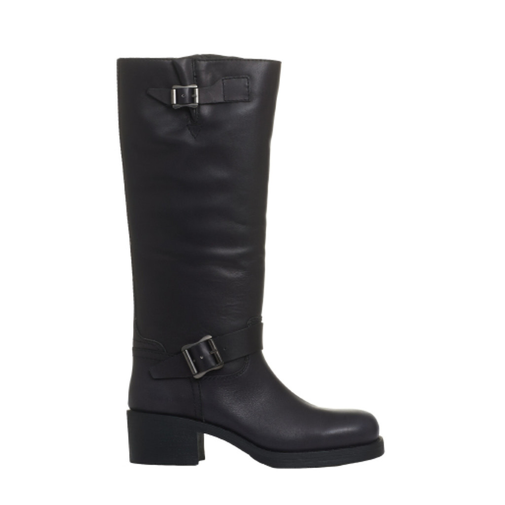 Sorelle Perego stivale biker tacco 40 mm fibbie nero Spedizione Gratuita