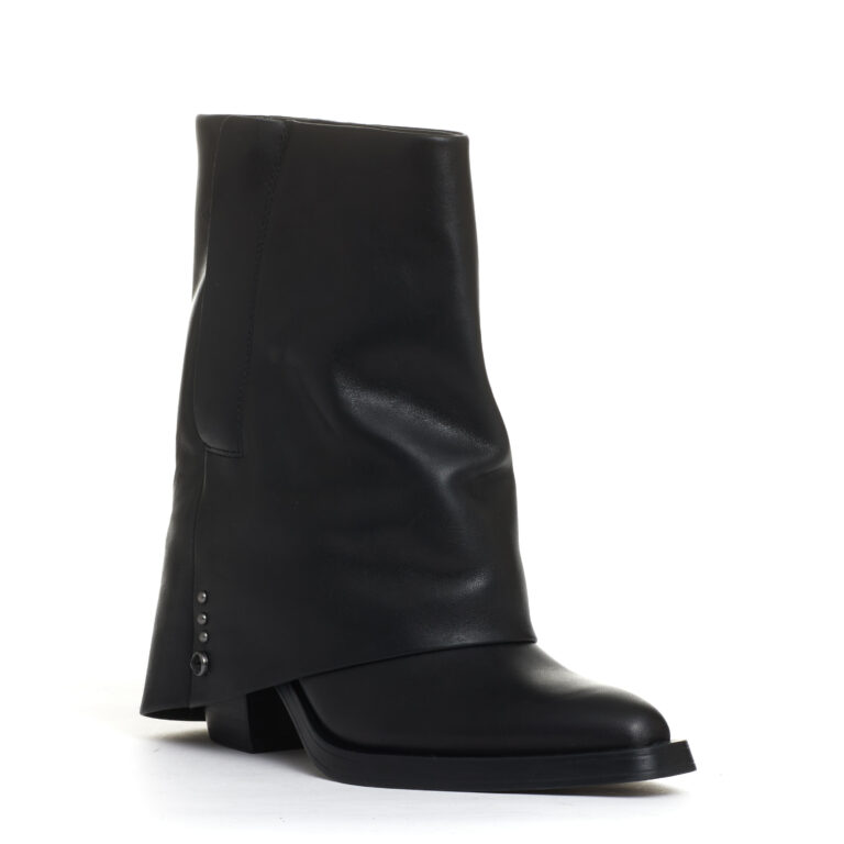 Sorelle Perego camperos con risvolto pelle nera tacco 60 mm Shopping Online