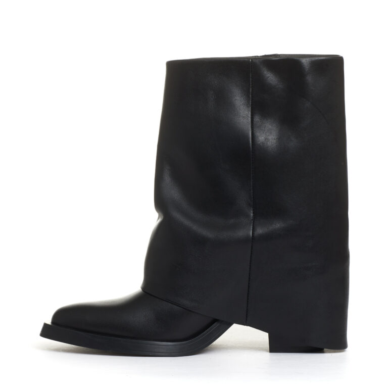Sorelle Perego camperos con risvolto pelle nera tacco 60 mm Shopping Online