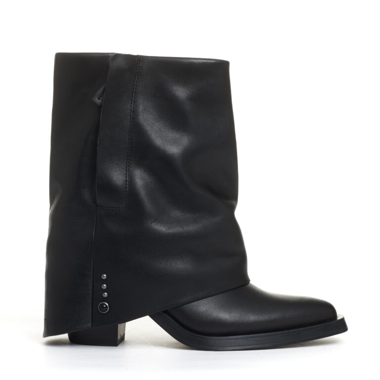Sorelle Perego camperos con risvolto pelle nera tacco 60 mm Shopping Online