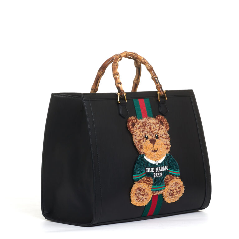 Sorelle Perego tote bag nera grande con Teddy e tracolla Affare Del Giorno