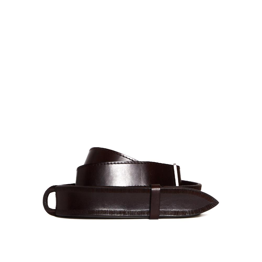 Sorelle Perego cintura nobuckle pelle bull marrone lavorata Online