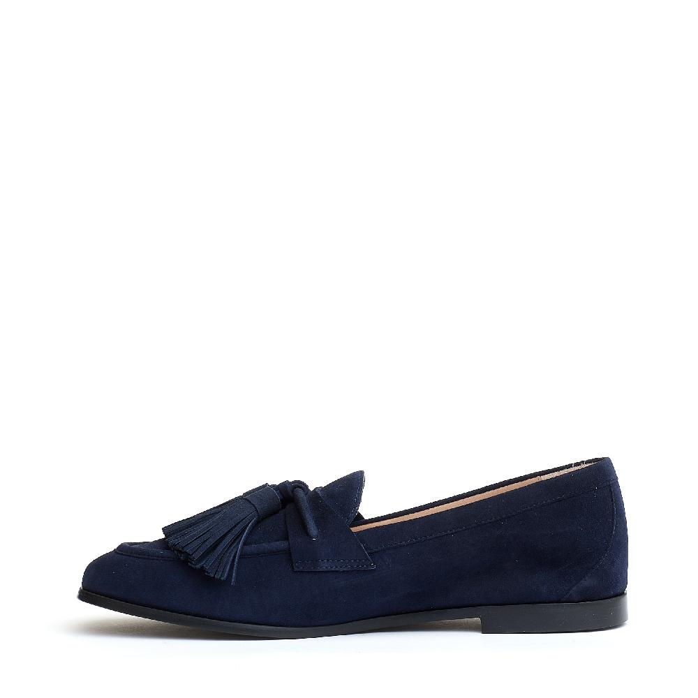 Sorelle Perego mocassino camoscio blu con fiocchetto Nuovo