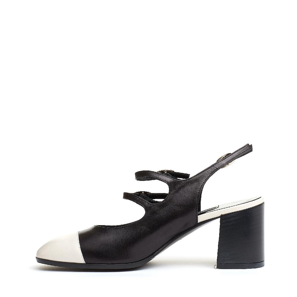 Sorelle Perego slingback cinturini nero e panna tacco 80 mm Affare Del Giorno