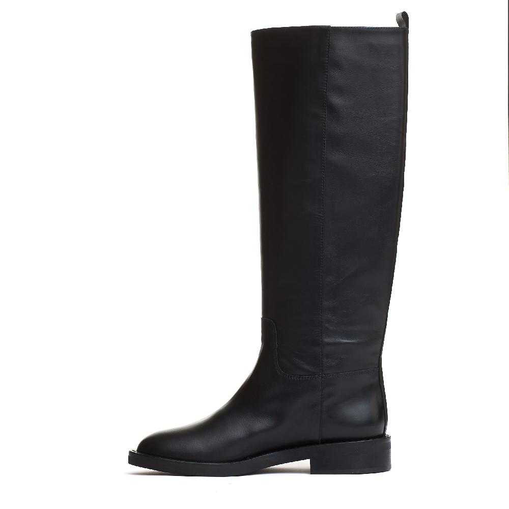 Sorelle Perego stivale pelle nera V argento Saldi