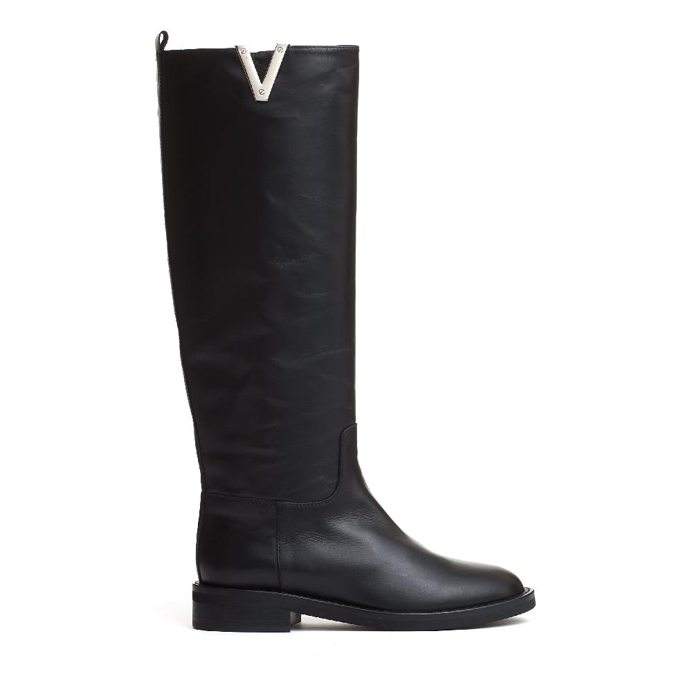 Sorelle Perego stivale pelle nera V argento Saldi
