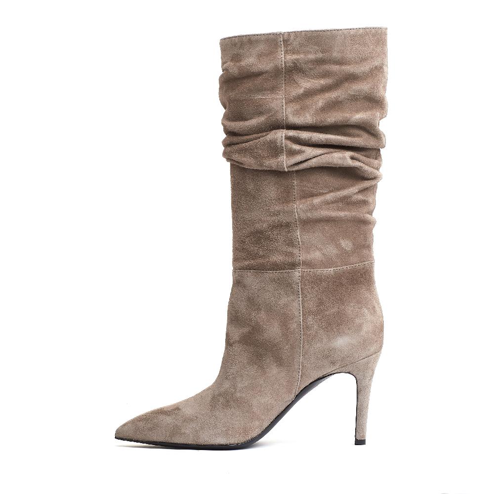 Sorelle Perego stivaletto arricciato camoscio antilope Saldi Di Fabbrica