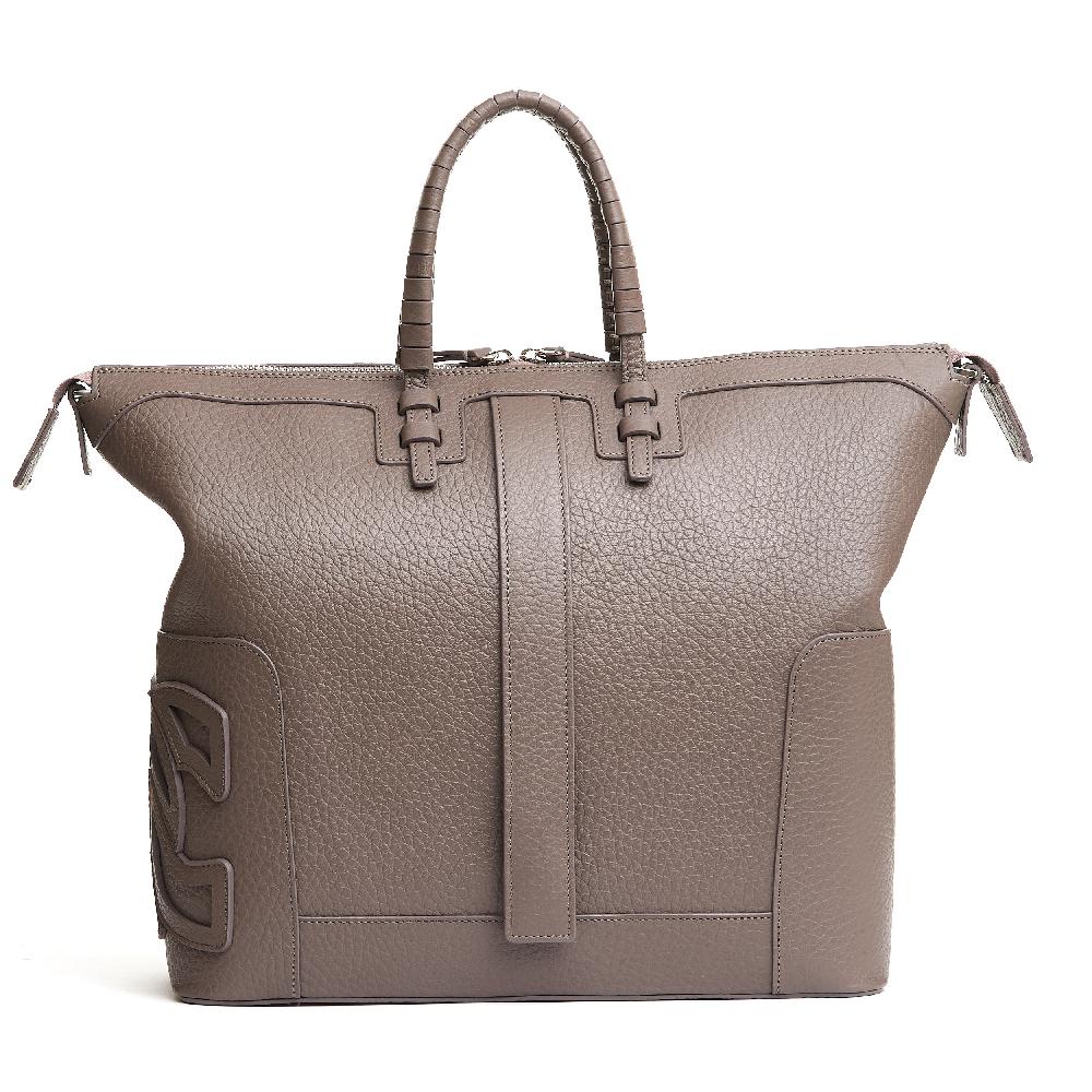 Sorelle Perego borsa doppio manico in pelle martellata caribou Nuovo