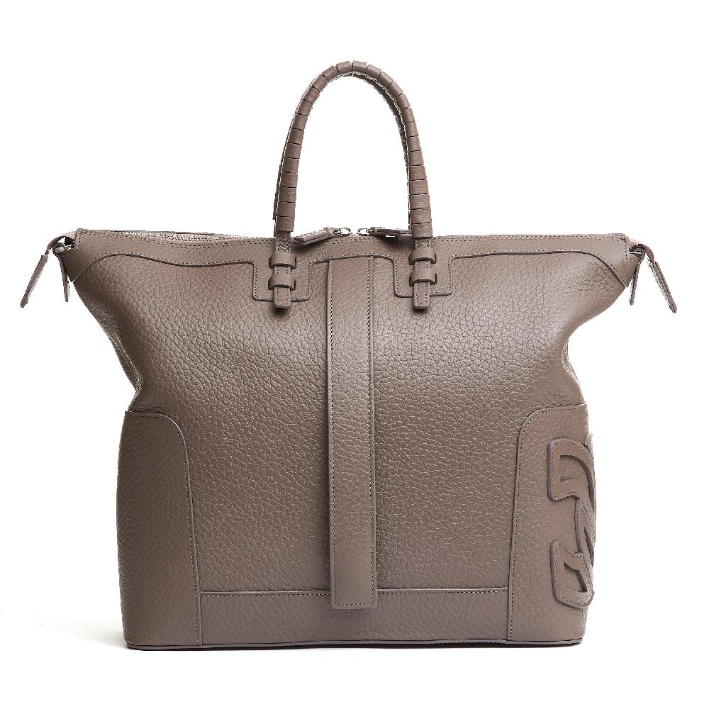 Sorelle Perego borsa doppio manico in pelle martellata caribou Nuovo