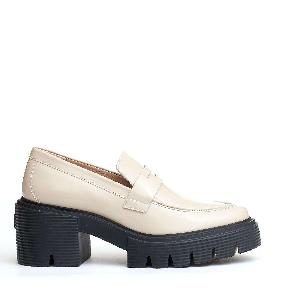 Sorelle Perego mocassino pelle beige fondo in gomma Consegna Veloce