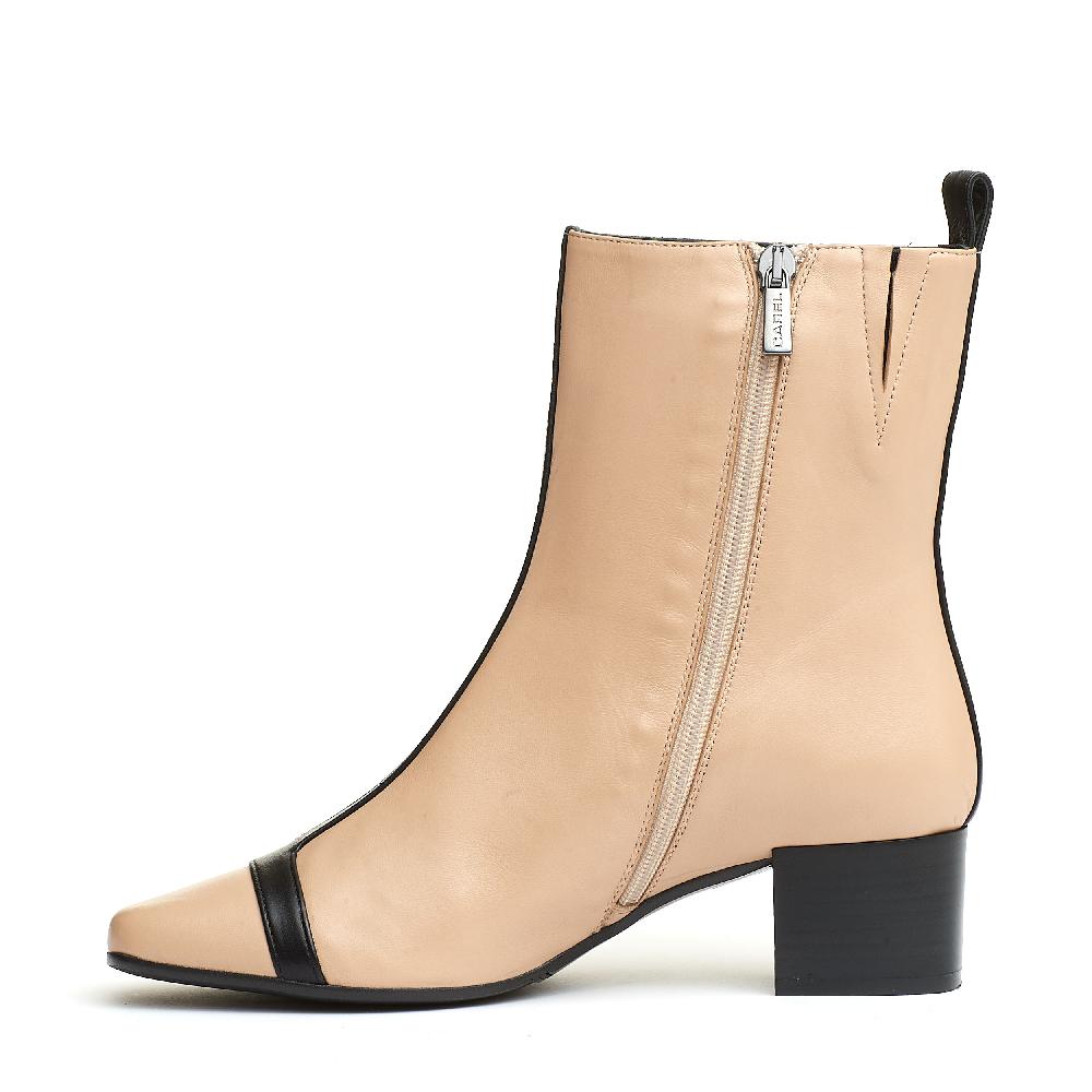 Sorelle Perego stivaletto pelle beige e nero tacco 40 mm Fino Al -60%