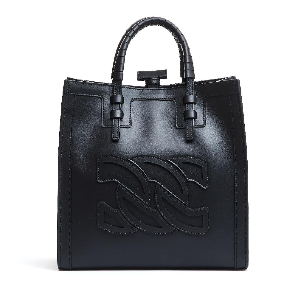 Sorelle Perego shopping piccola logo in pelle nera Affare Del Giorno