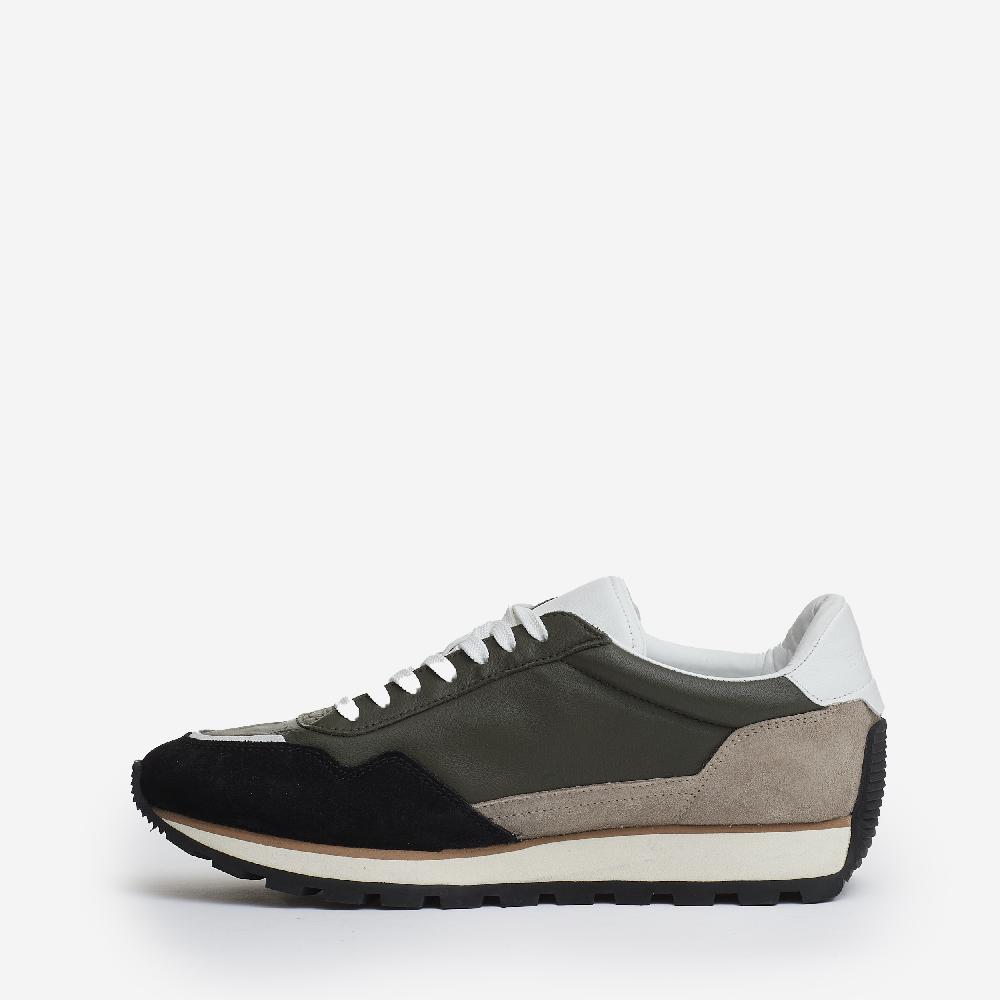 Sorelle Perego running 86er pelle verde camoscio beige e nero Economico