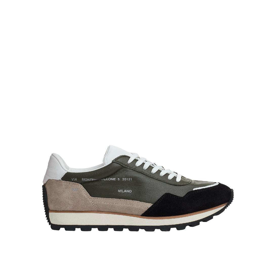 Sorelle Perego running 86er pelle verde camoscio beige e nero Economico