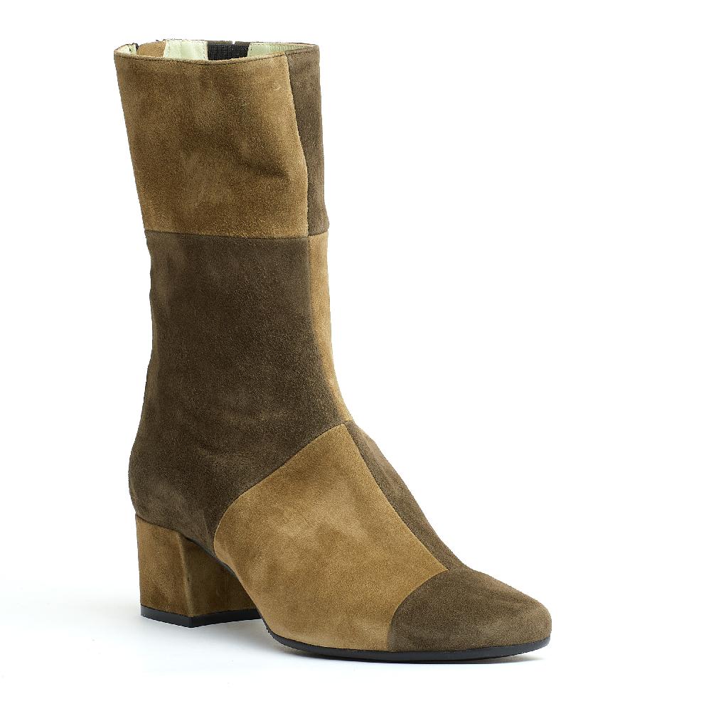 Sorelle Perego stivaletto camoscio verde tacco 40 mm Saldi Di Fabbrica