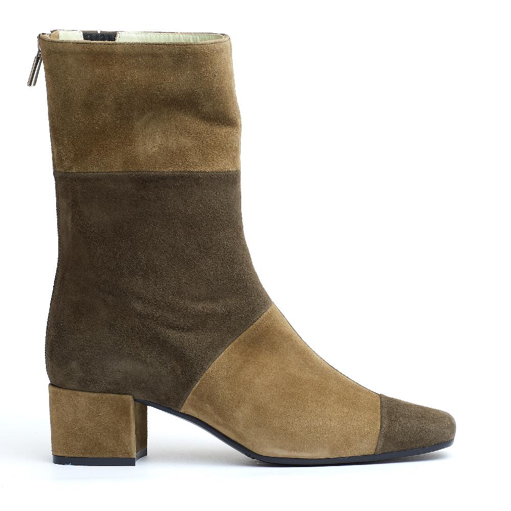 Sorelle Perego stivaletto camoscio verde tacco 40 mm Saldi Di Fabbrica