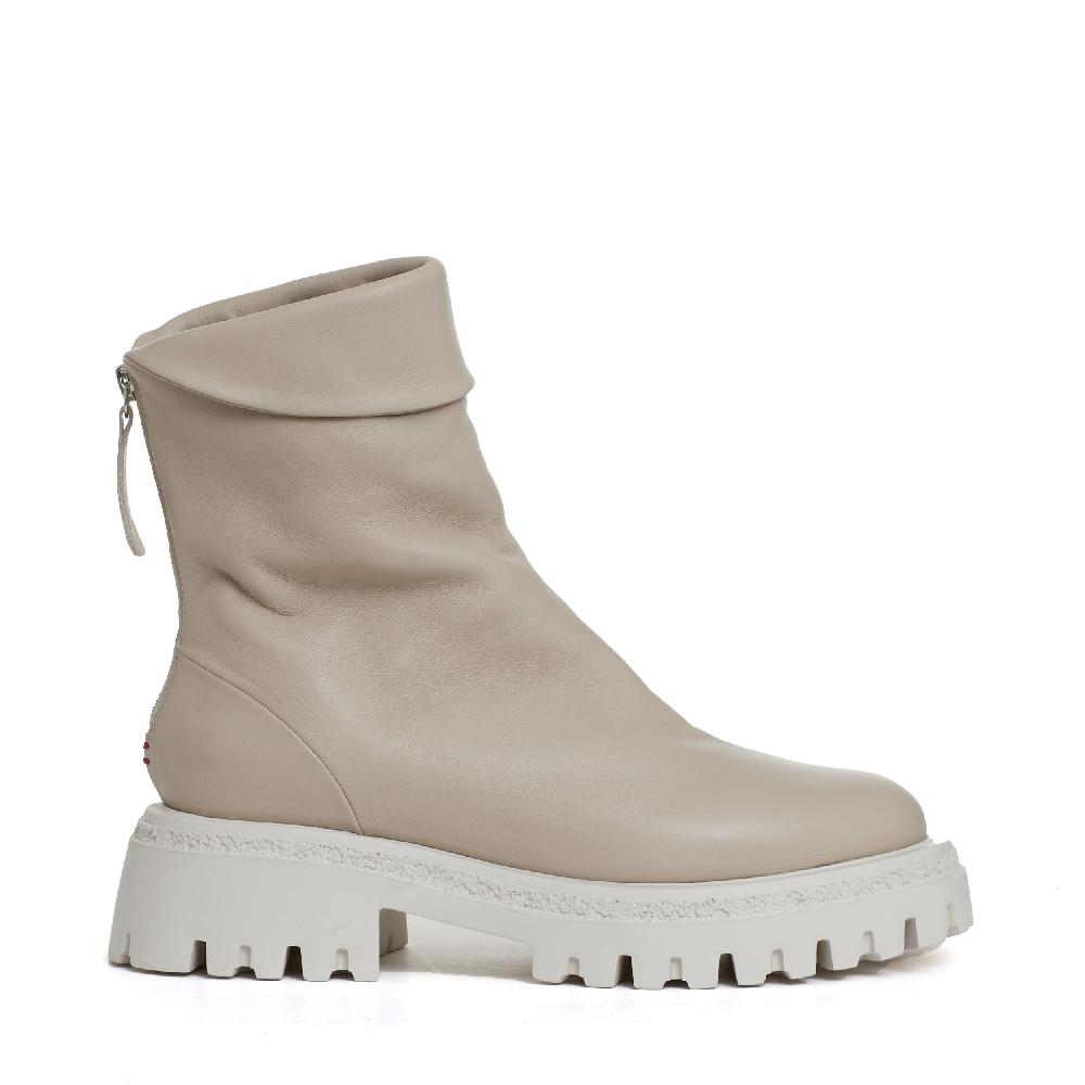 Sorelle Perego stivaletto beige cerniera dietro Italy