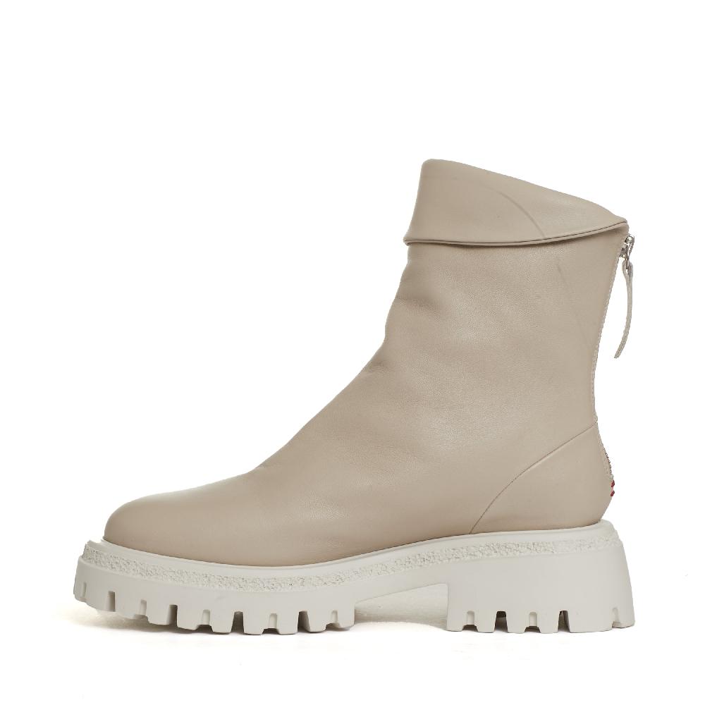 Sorelle Perego stivaletto beige cerniera dietro Italy