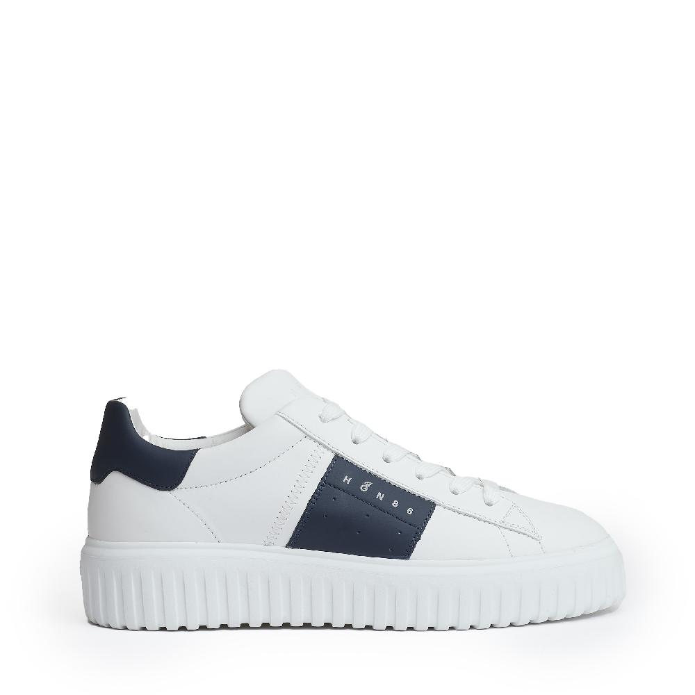 Sorelle Perego h stripe pelle bianco slash blu Affare Del Giorno