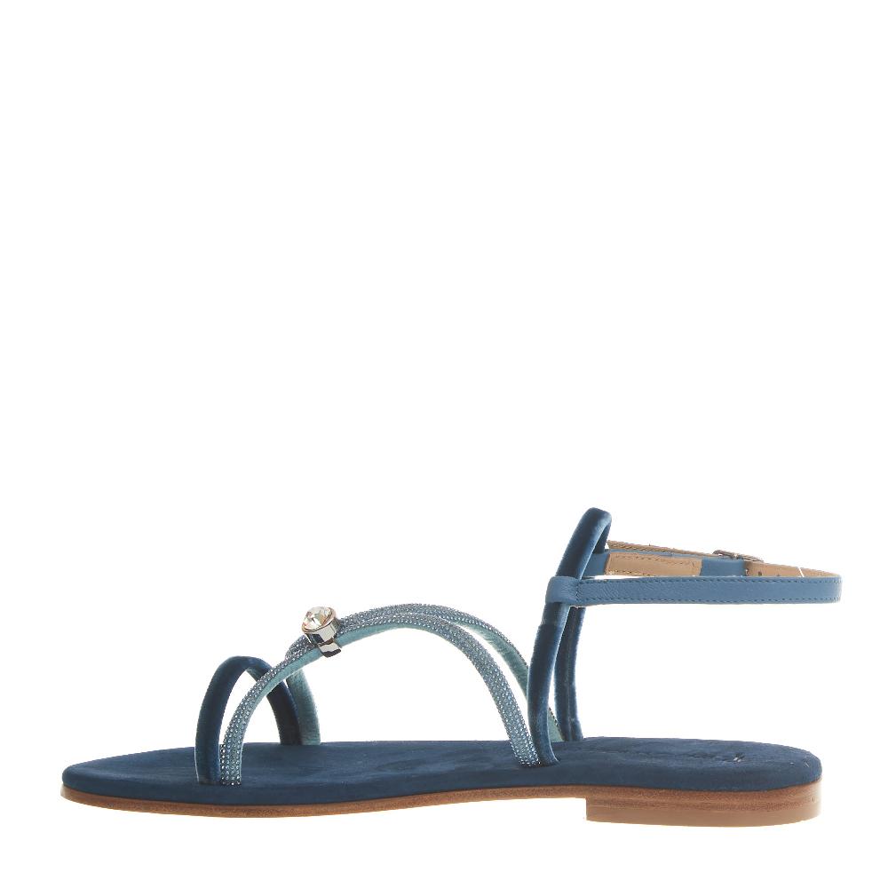Sorelle Perego sandalo in velluto blu con microcristalli In Vendita