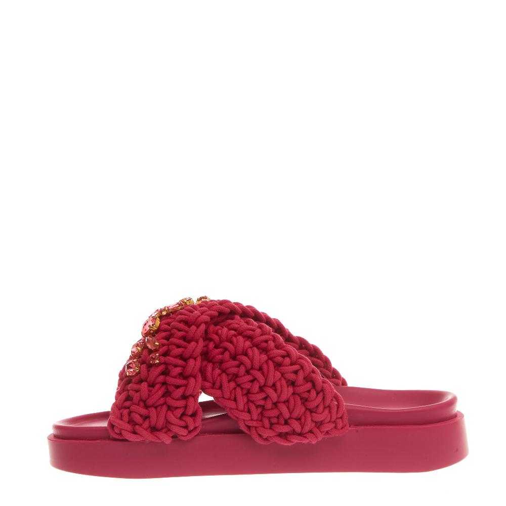 Sorelle Perego ciabatta zeppa incrocio fuxia Offerte