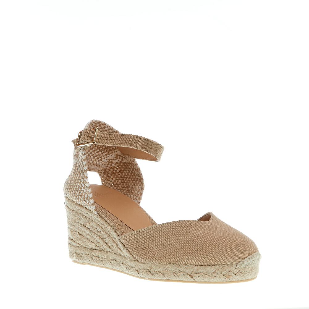 Sorelle Perego Espadrillas zeppa 70 mm tessuto beige Italy