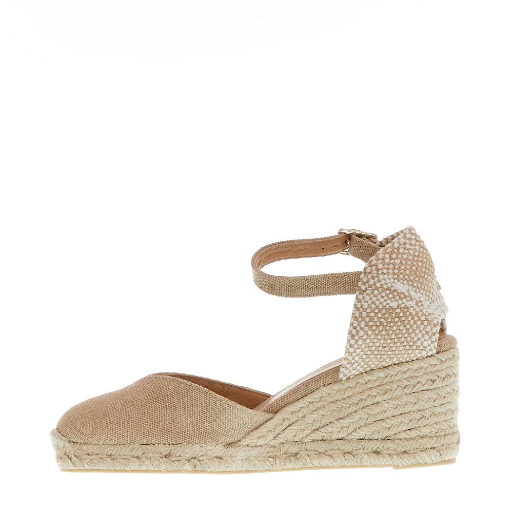 Sorelle Perego Espadrillas zeppa 70 mm tessuto beige Italy