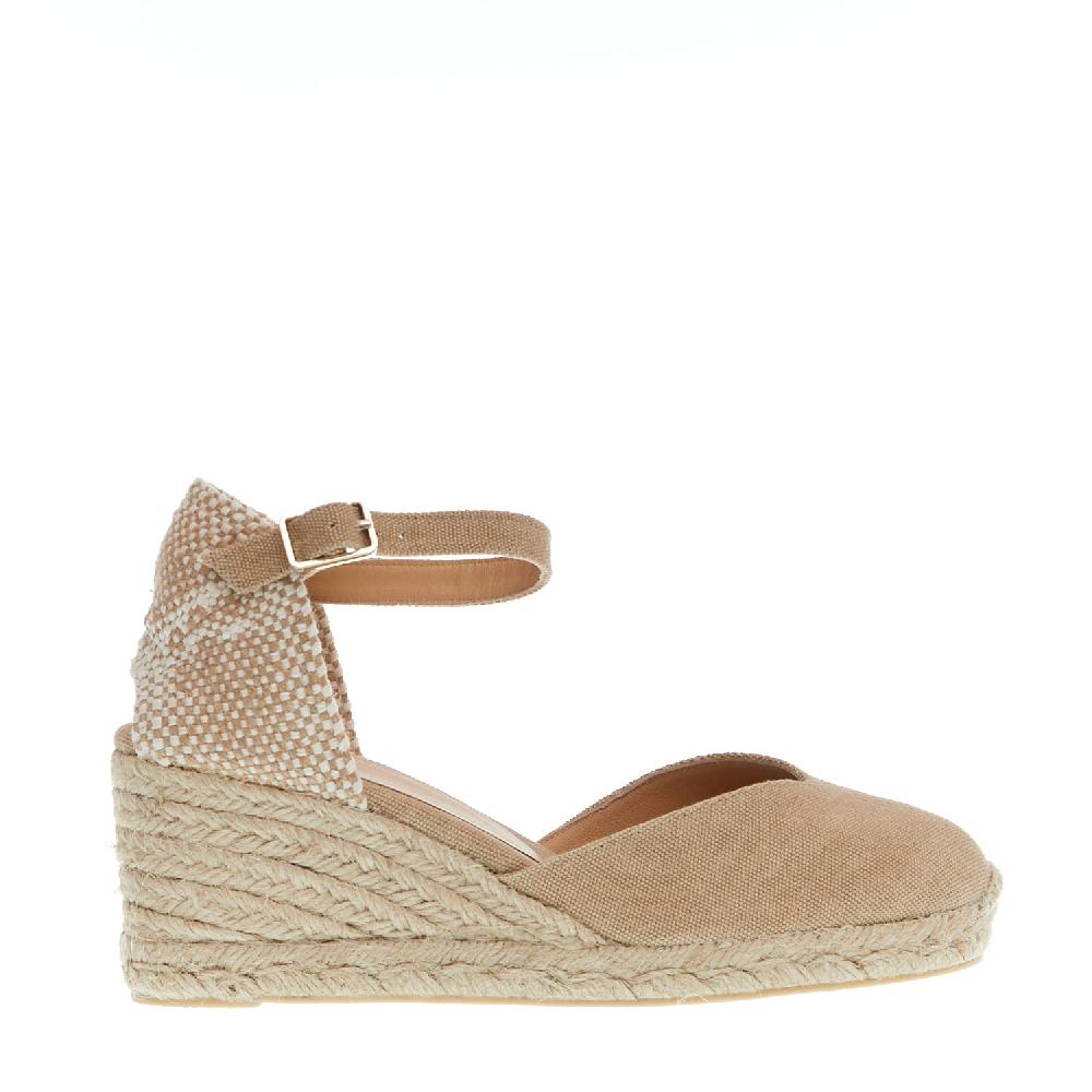 Sorelle Perego Espadrillas zeppa 70 mm tessuto beige Italy