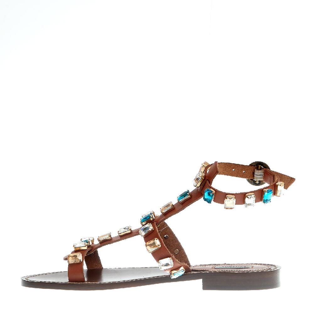 Sorelle Perego sandalo basso cuoio con pietre Italia