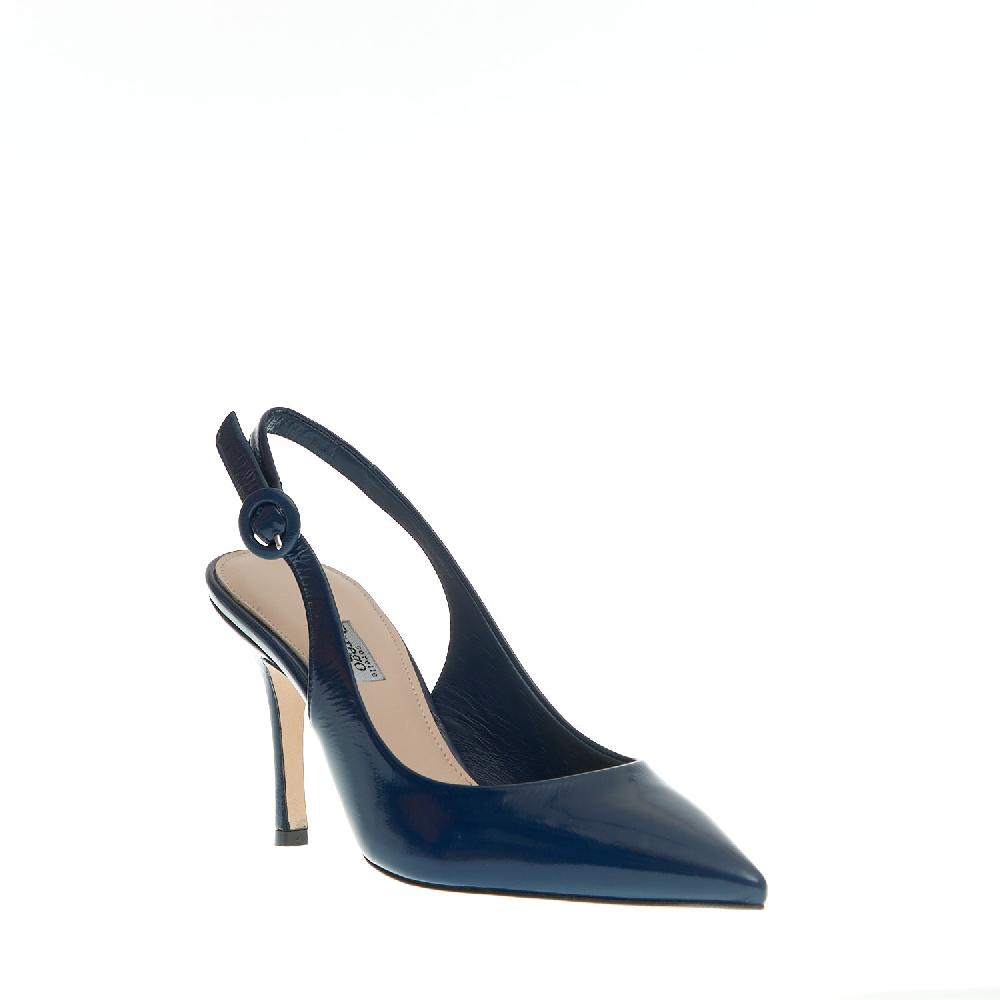 Sorelle Perego slingback vernice blu tacco 85 mm 2025