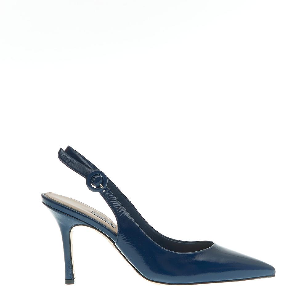 Sorelle Perego slingback vernice blu tacco 85 mm 2025