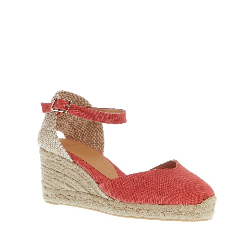 Sorelle Perego Espadrillas zeppa 70 mm tessuto fragola Sconto