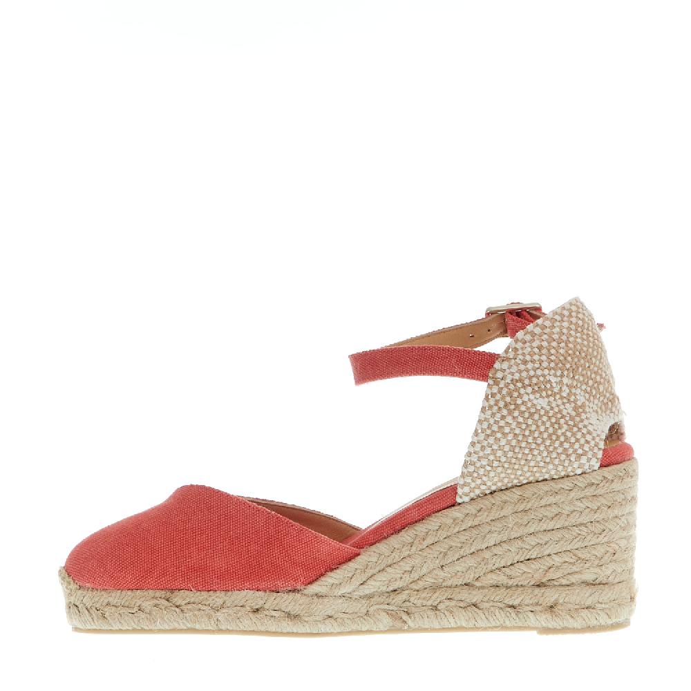 Sorelle Perego Espadrillas zeppa 70 mm tessuto fragola Sconto