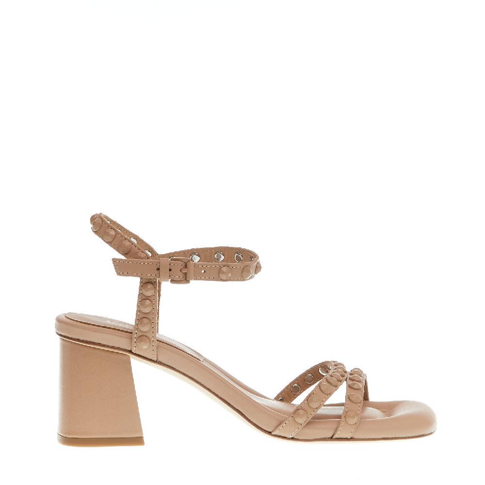 Sorelle Perego sandalo tacco 60 mm borchie nude