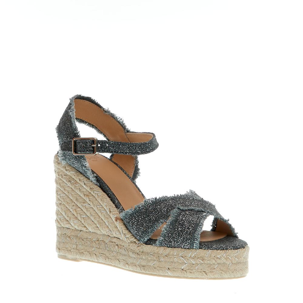 Sorelle Perego Espadrillas zeppa 110 mm incrocio tessuto grigio Spedizione Gratuita