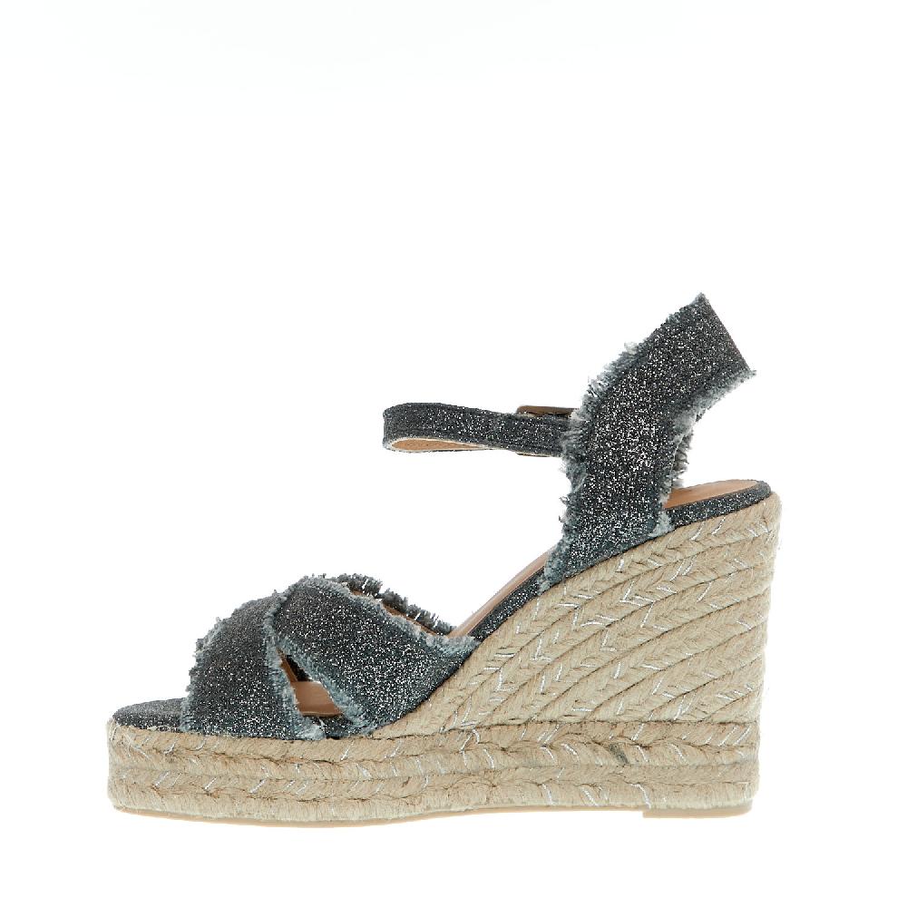 Sorelle Perego Espadrillas zeppa 110 mm incrocio tessuto grigio Spedizione Gratuita