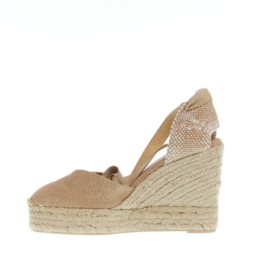 Sorelle Perego Espadrilla zeppa 110 mm tessuto beige Novità