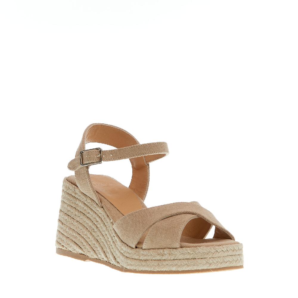 Sorelle Perego Espadrilla zeppa 80 mm incrocio tessuto beige Negozi Online