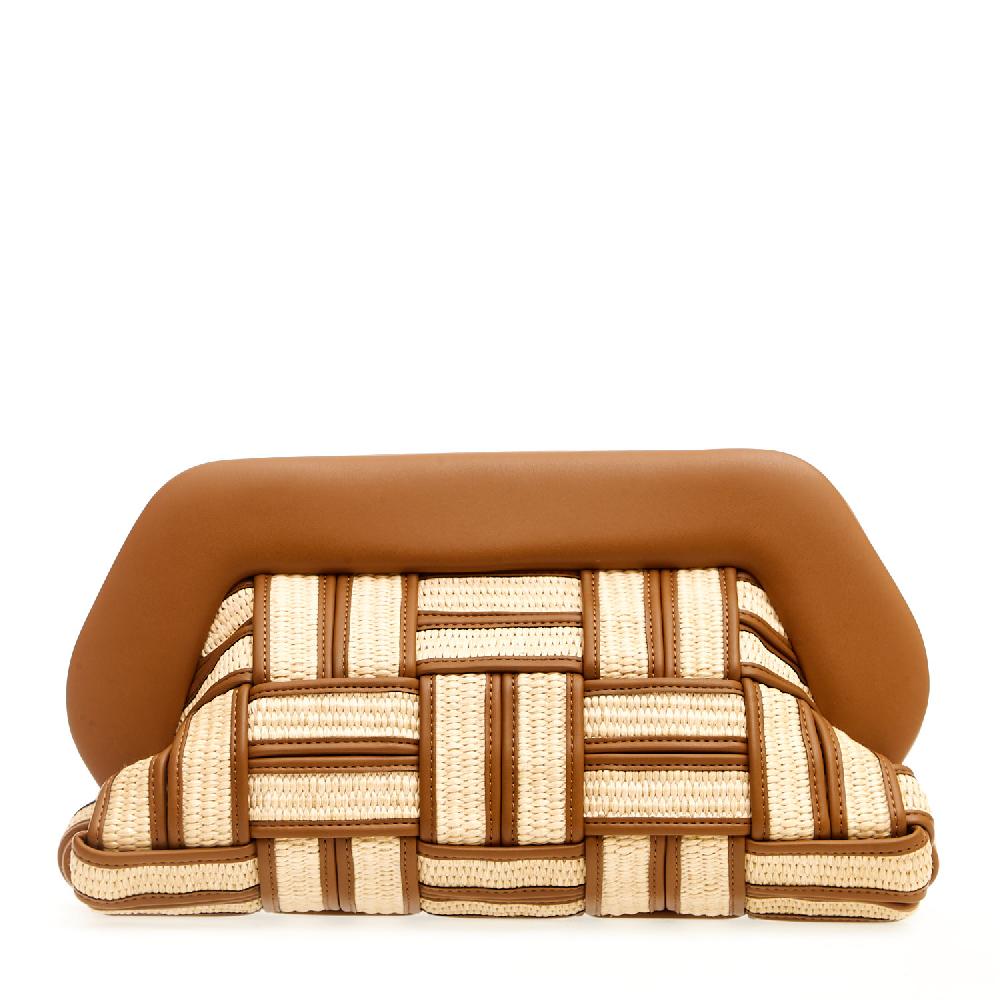Sorelle Perego Clutch grande rafia cuoio e caramello