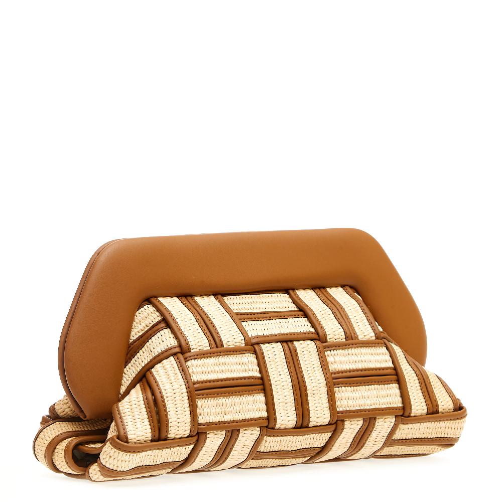 Sorelle Perego Clutch grande rafia cuoio e caramello Presa