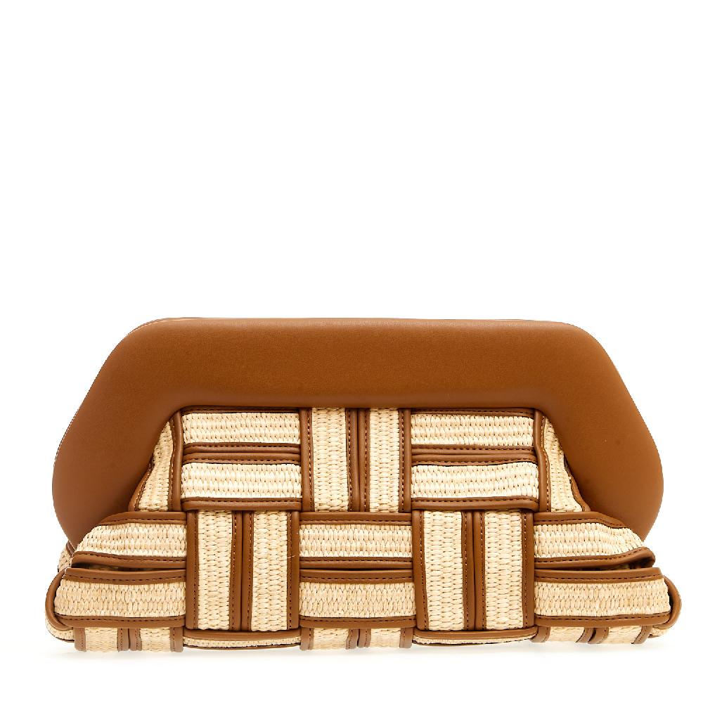 Sorelle Perego Clutch grande rafia cuoio e caramello Presa