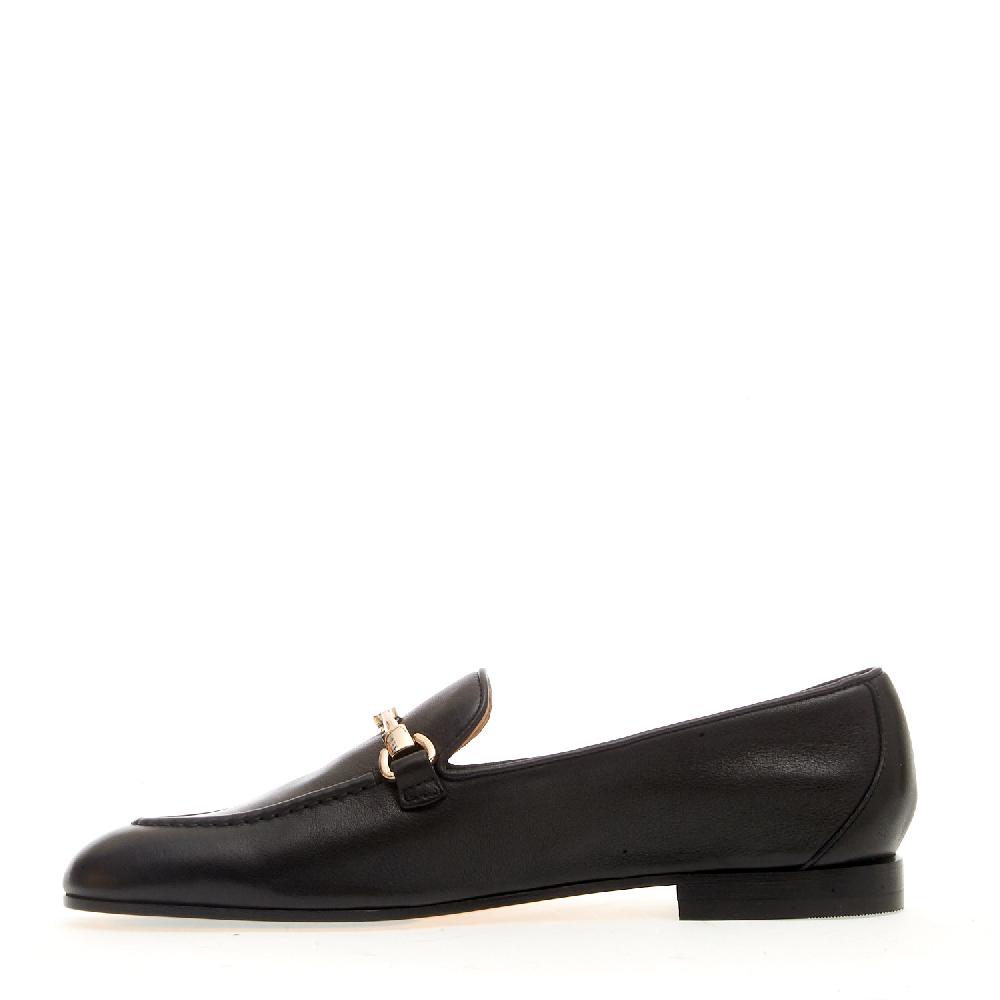 Sorelle Perego mocassino fibbia pelle nero Saldi Di Fabbrica