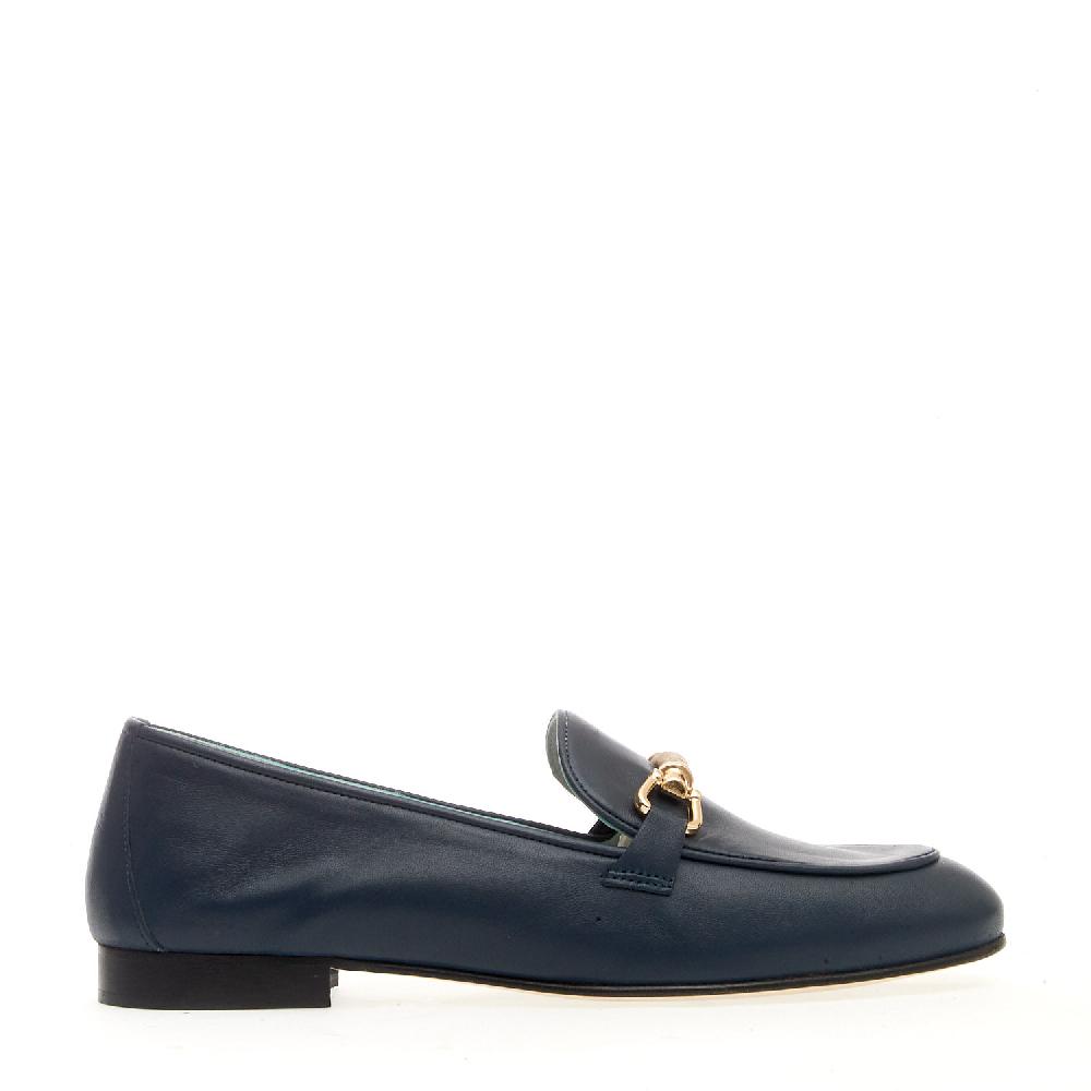 Sorelle Perego mocassino pelle blu morsetto