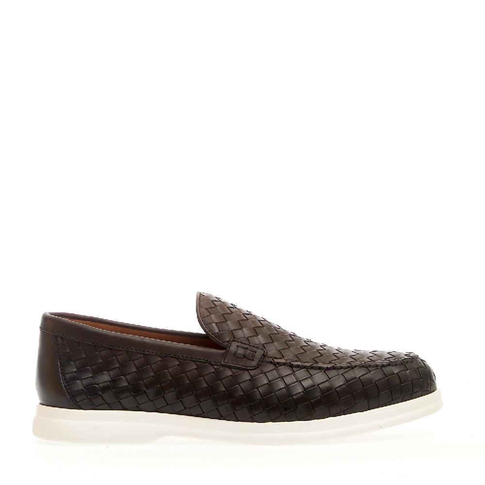 Sorelle Perego mocassino pelle intrecciata marrone
