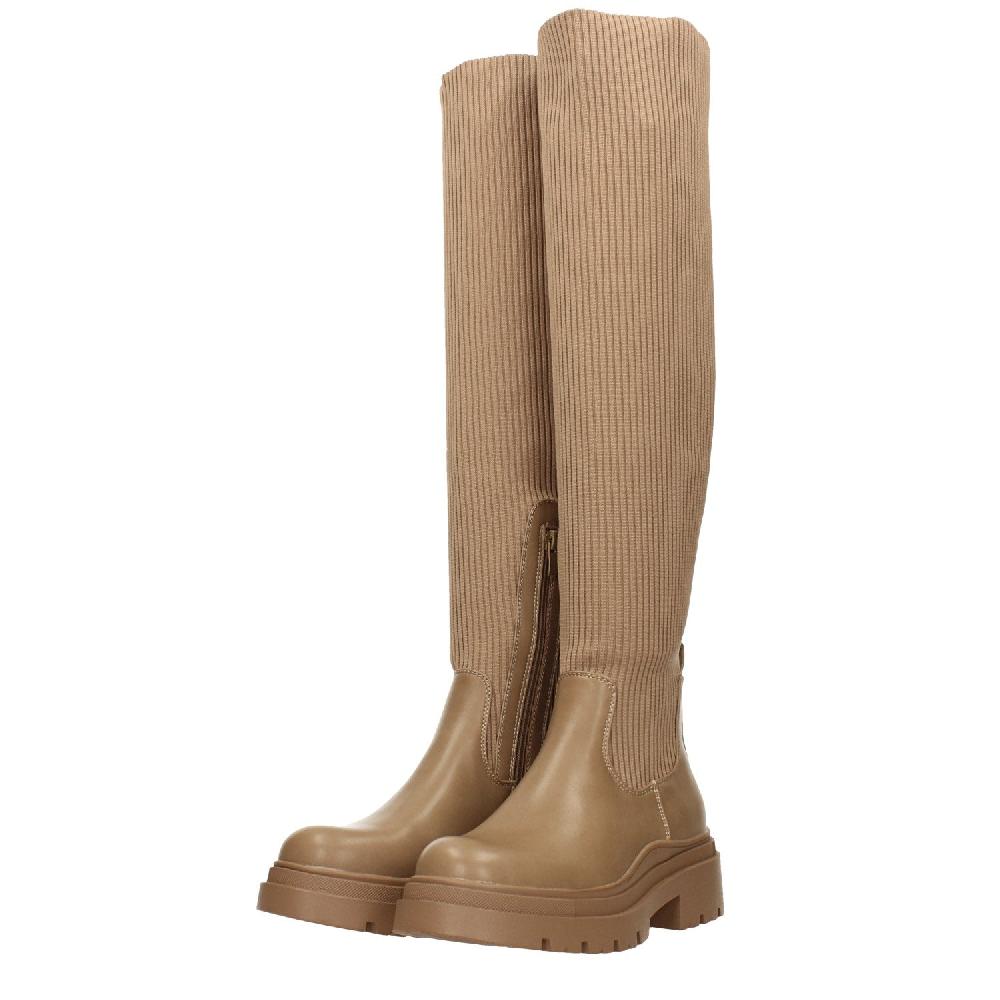 Tata Italia Stivali marroni con tomaia in tessuto elasticizzato. Tacco alto 5cm Vendita